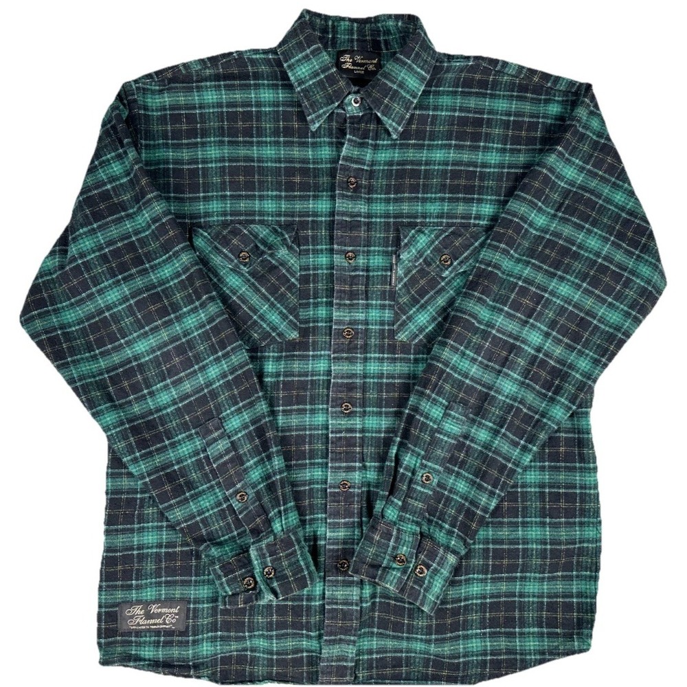 Vermont Flannel Co Men's Large Green Plaid Button Front Shirt Outdoor Classic L